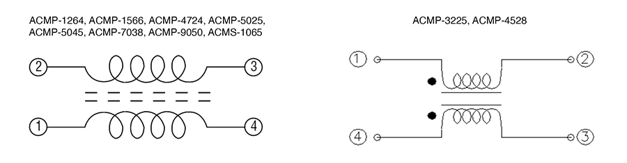 Schematic - Abracon ACMx Commercial-Grade Common Mode Chokes